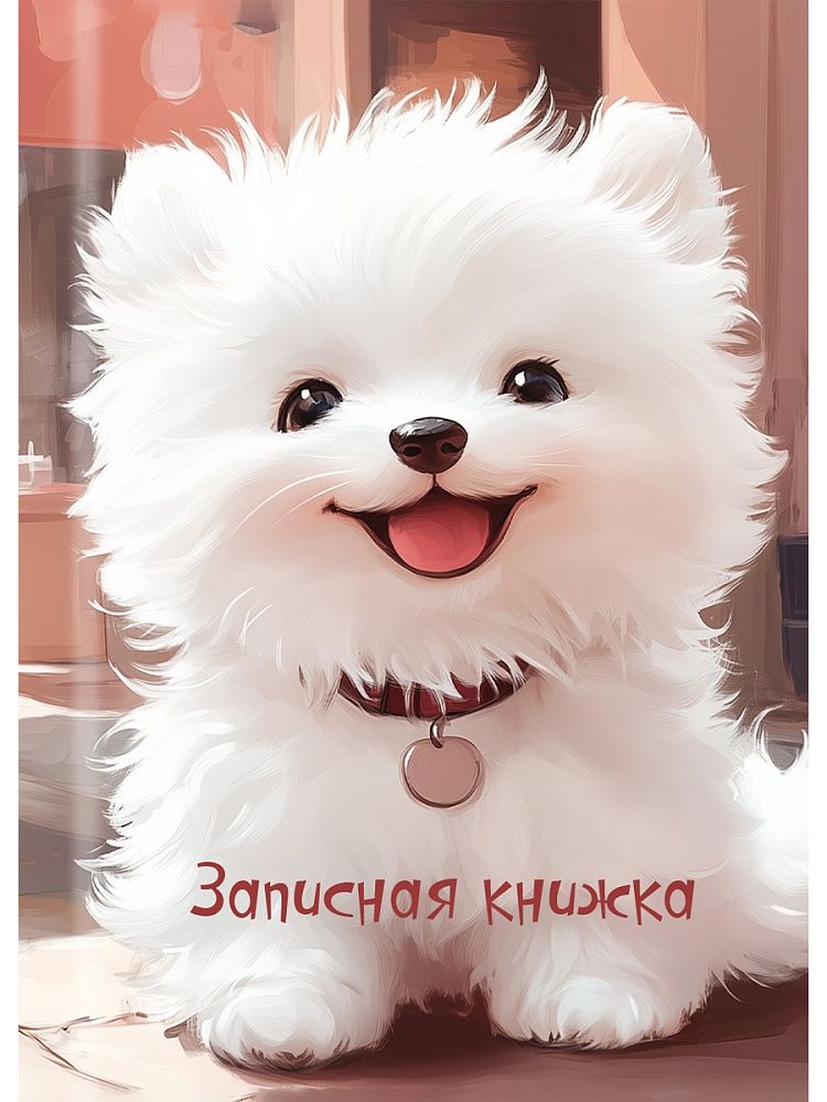 Блокнот А7 7БЦ  48л "Белый щеночек - 1" клетка, глянц.лам.