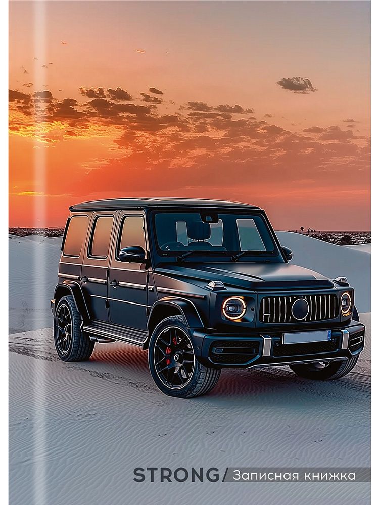 Блокнот А7 7БЦ  48л "Черный автомобиль - 9" клетка, глянц.лам.