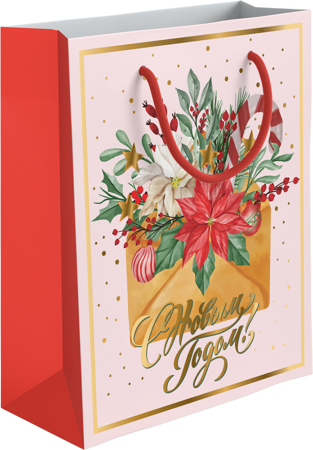 Пакет подар. бум. новогодн. 20*24*11,5 см 160 гр/м2 Новогодний