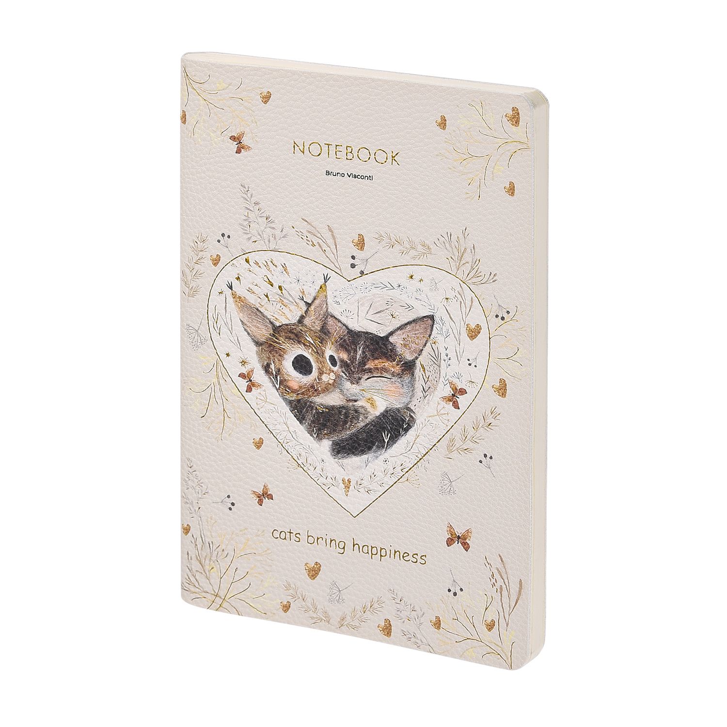 Записная книжка А6  60л. кож.зам., мягк.пер. "Love me. Котики приносят счастье" лин.