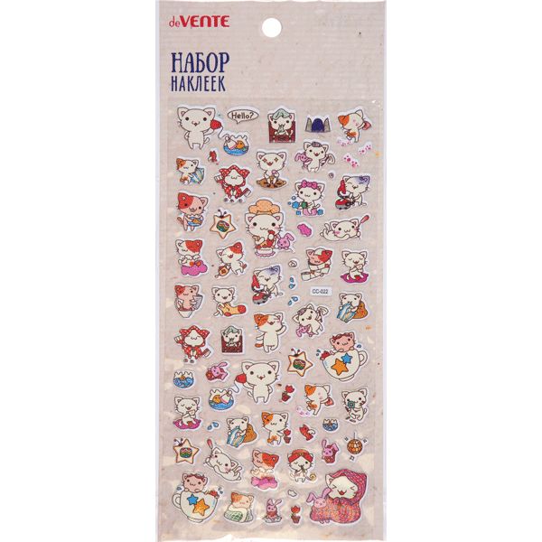 Наклейки декоративные объемные 9,5*19,5см  "Котенок", многоразовые