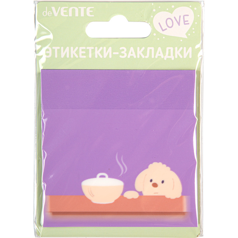 Блок с липким краем (76х76мм) "Puppy" 50л, пластиковый, полупрозрачный, сиреневый