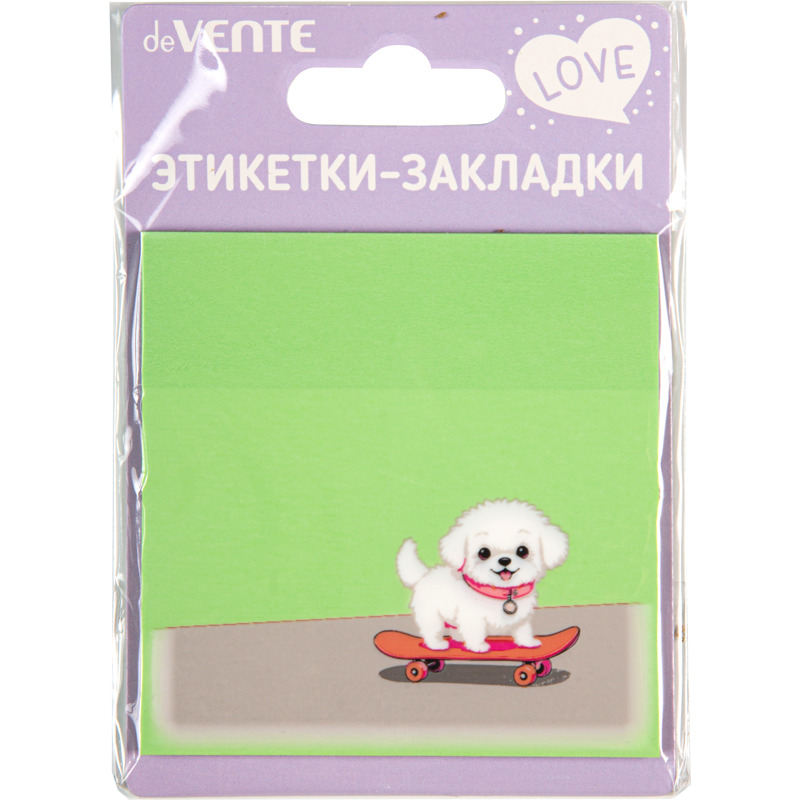 Блок с липким краем (76х76мм) "Puppy" 50л, пластиковый, полупрозрачный, мятный