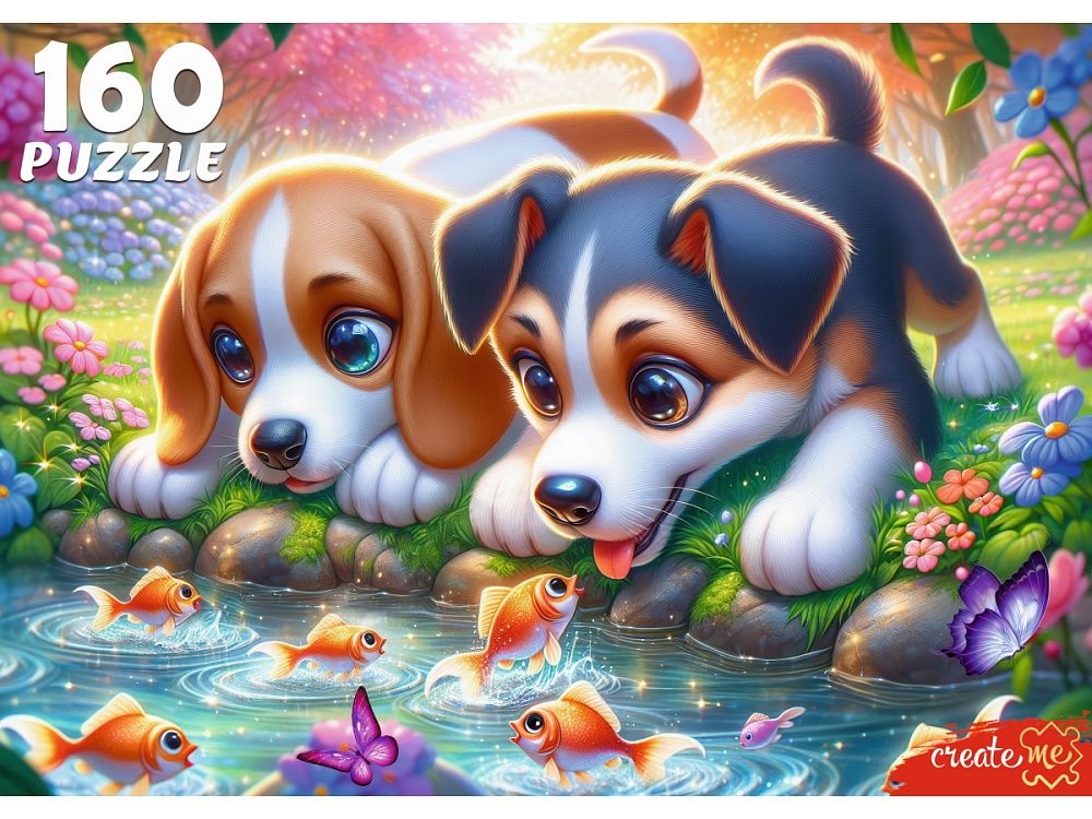 Пазлы  160 элементов "Щенки и рыбки"