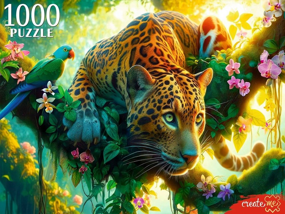 Пазлы 1000 элементов  670*470мм. "Леопард на охоте"