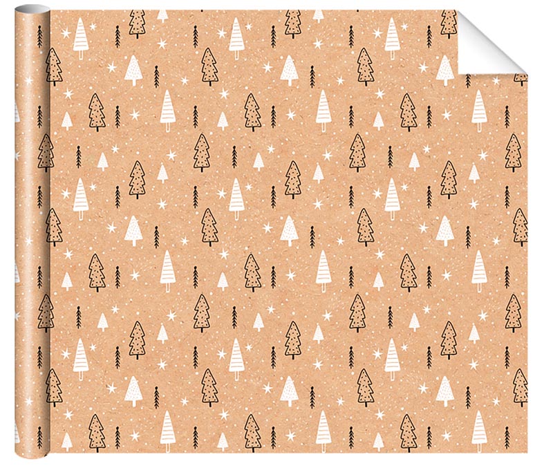 Бумага упаковочная крафт 70*100см "Ёлка"