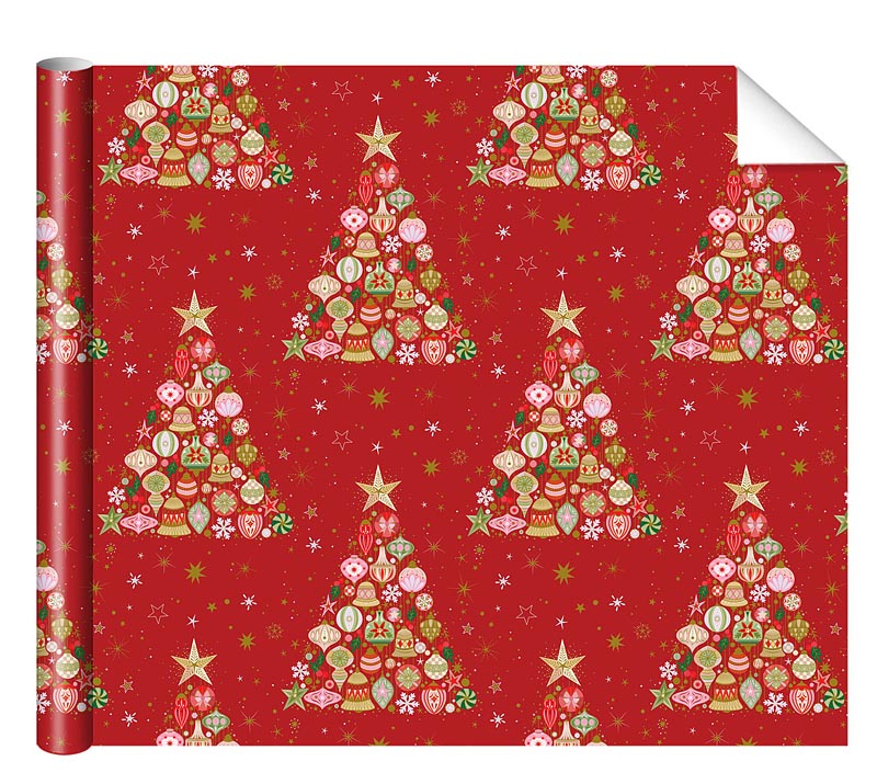 Бумага упаковочная 70*100см "Ёлка" красная