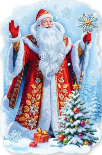 Плакат фигурный 90*60см "Дед Мороз"