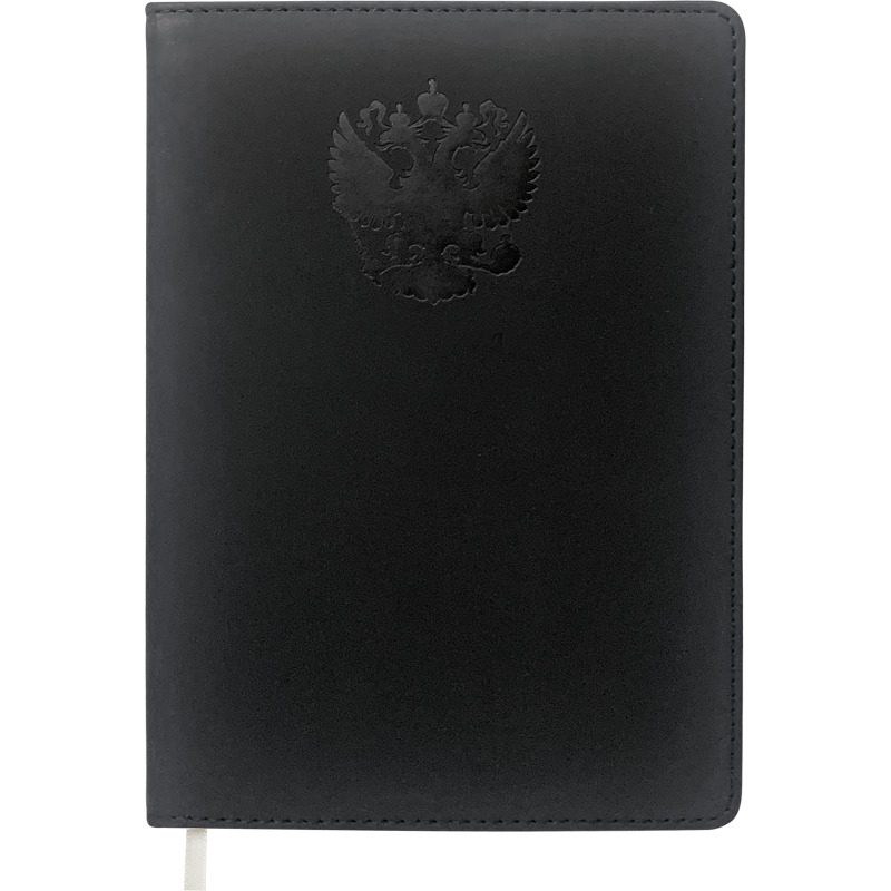 Записная книжка 145*205мм  80л. "Emblem" черная, тв. обложка, иск. кожа, клетка