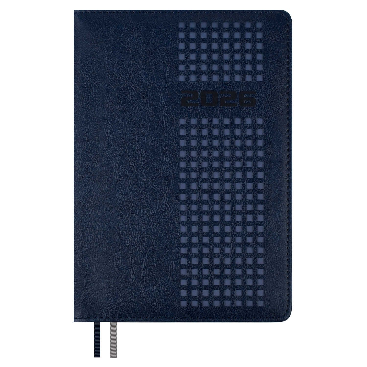 Ежедневник дат. 2026г А5 176л., кожзам, тв.пер. "#Думай как миллиардер. Шевро синий" ляссе