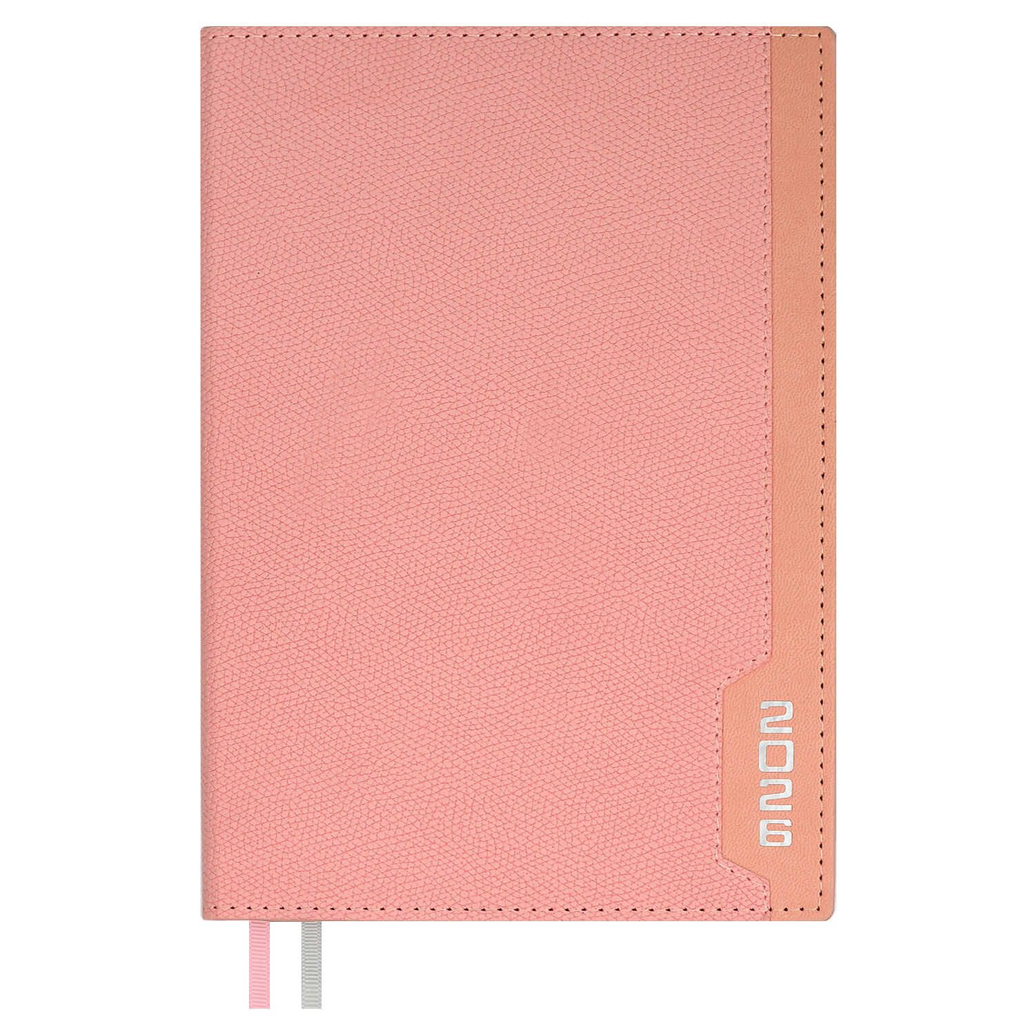 Ежедневник дат. 2026г А5 176л., кожзам, тв.пер. "#Думай как миллиардер. Джут розовый" ляссе