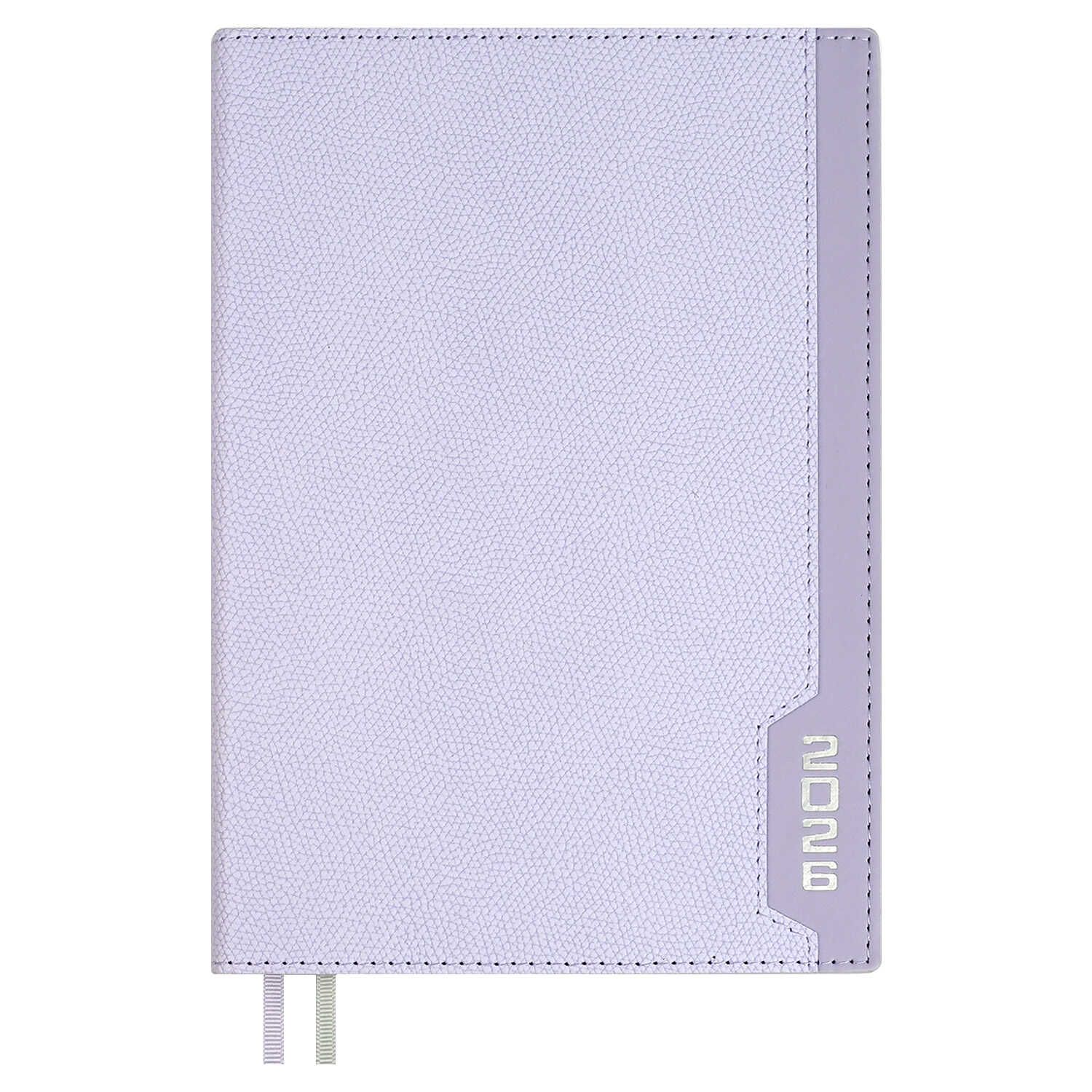 Ежедневник дат. 2026г А5 176л., кожзам, тв.пер. "#Думай как миллиардер. Джут сиреневый" ляссе