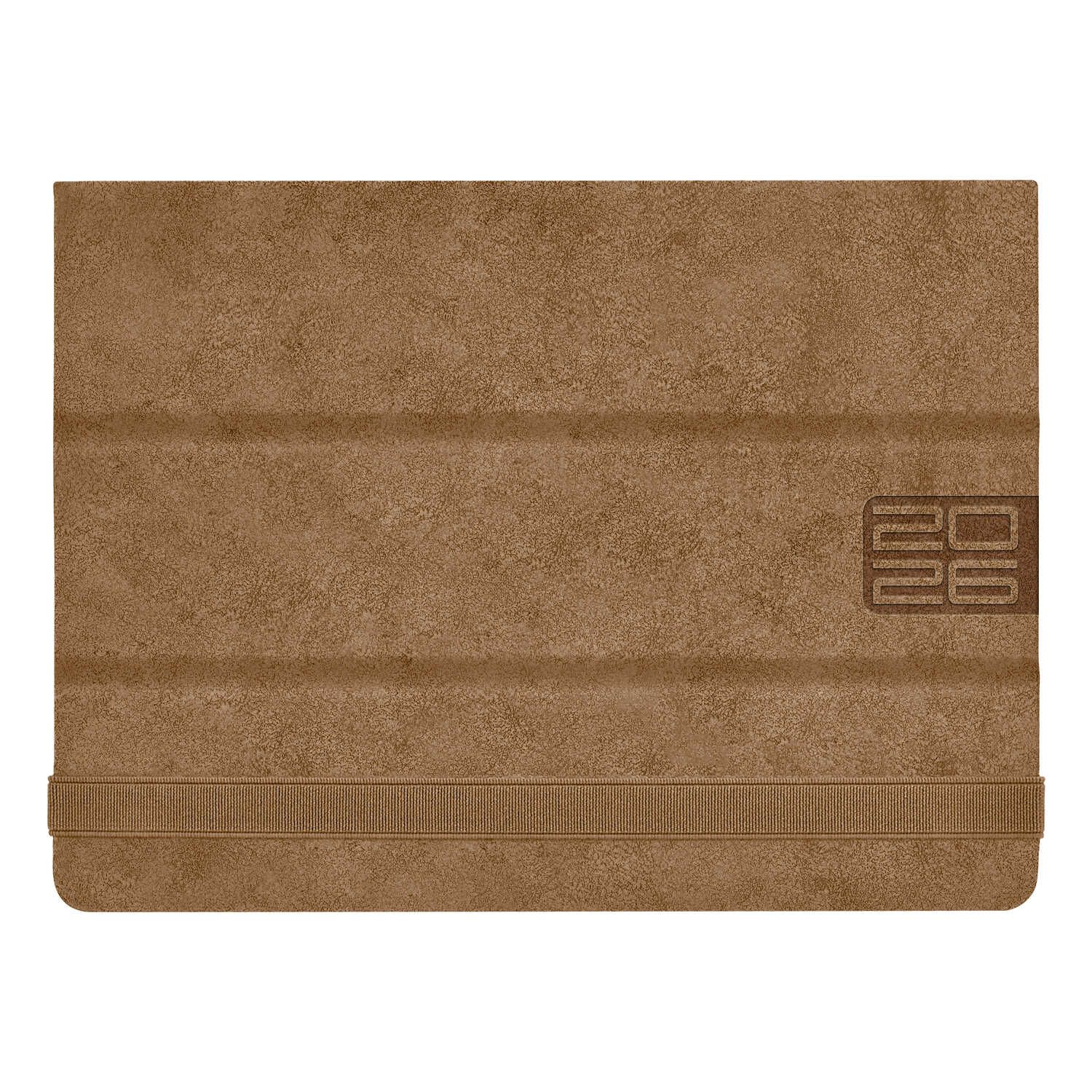 Планинг дат. 2026г 250*190мм 56л., кожзам., тв.пер. "Вачетто глосс светло-коричневый" +ПОДАРОК