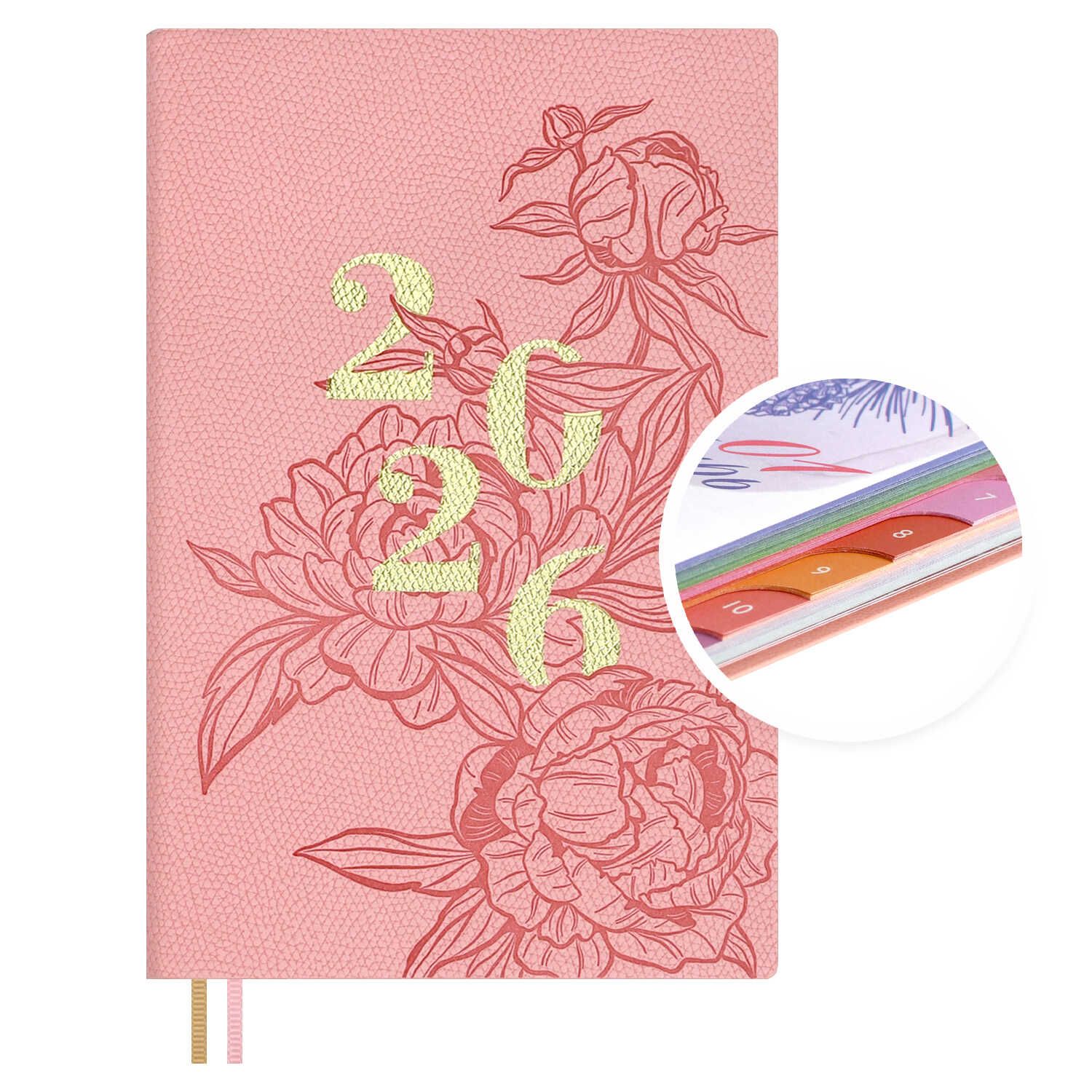 Еженедельник дат. 2026г А6 96л., кожзам., мягк.пер. "Джут розовый"  +ПОДАРОК