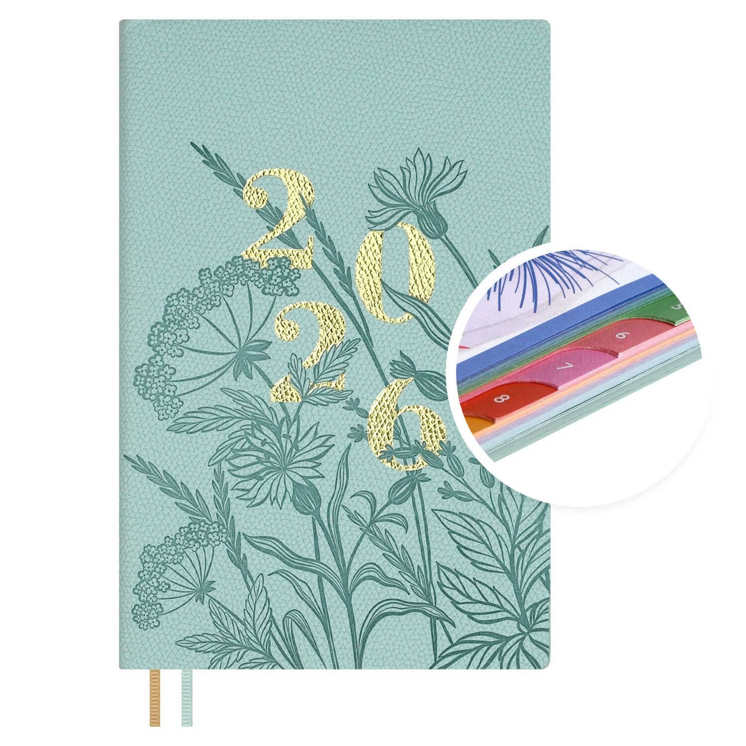 Еженедельник дат. 2026г А6 96л., кожзам., мягк.пер. "Джут мятный"  +ПОДАРОК