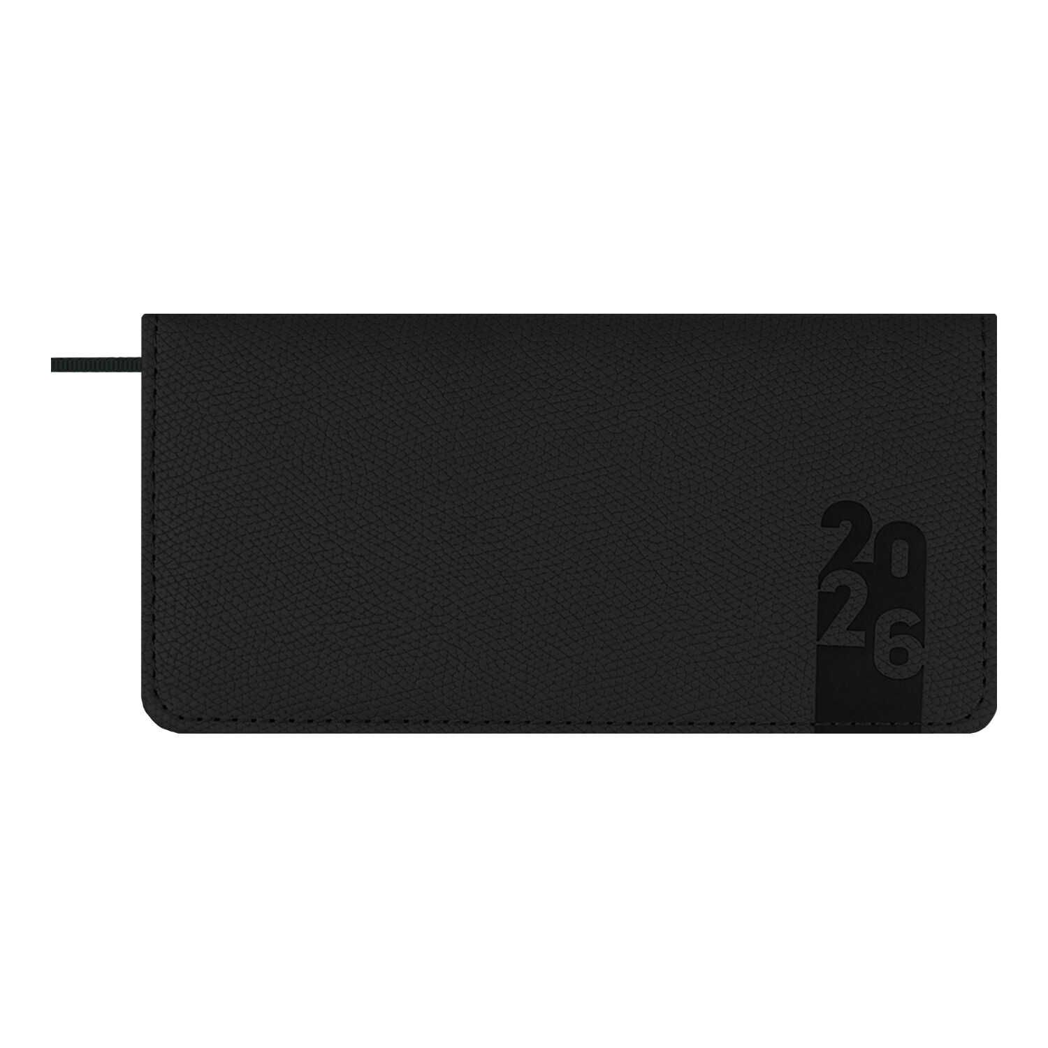 Планинг дат. 2026г 170*88мм 64л., кожзам., тв.пер. "Джут черный"  +ПОДАРОК