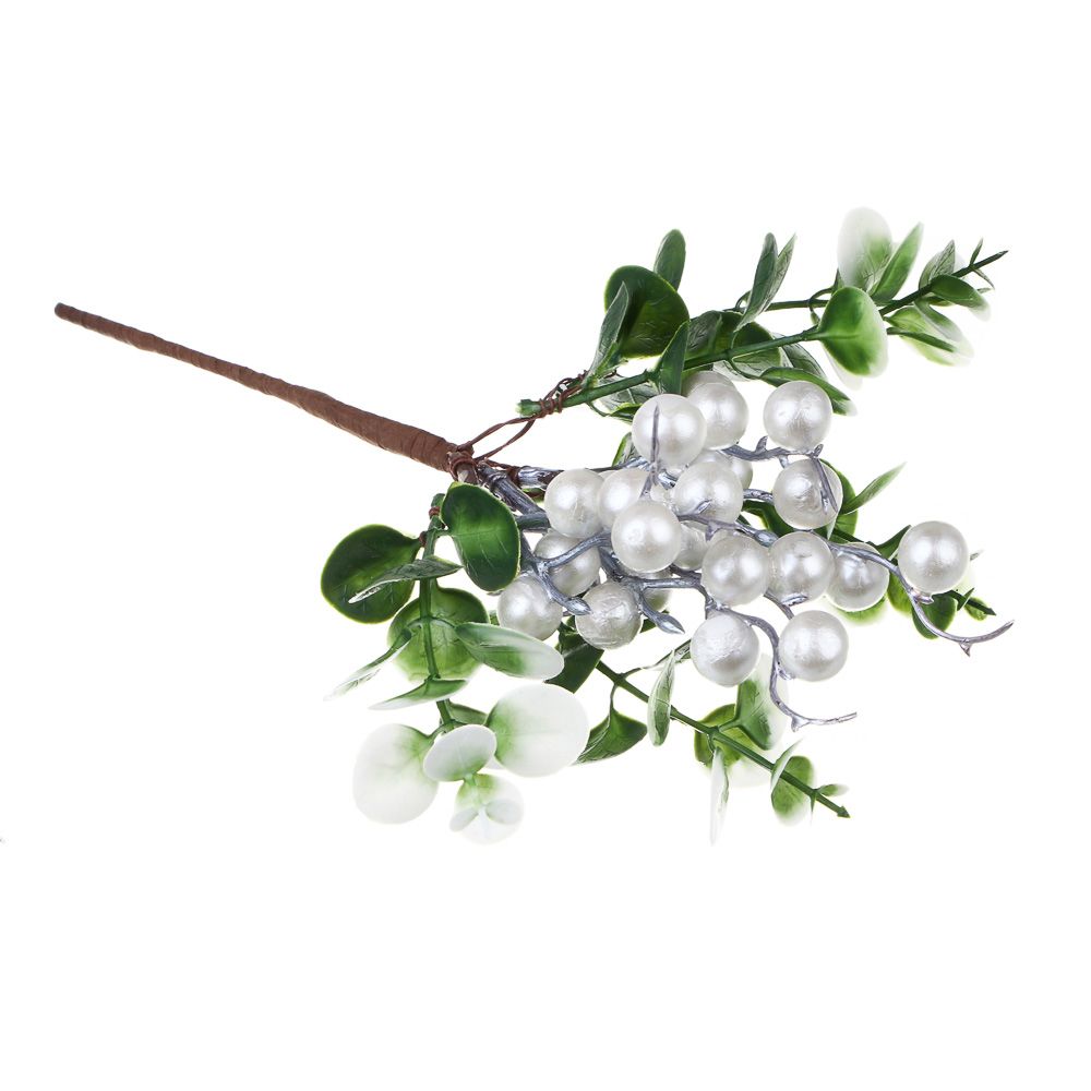 Декор новогодний 27см "Веточка с белыми ягодами"