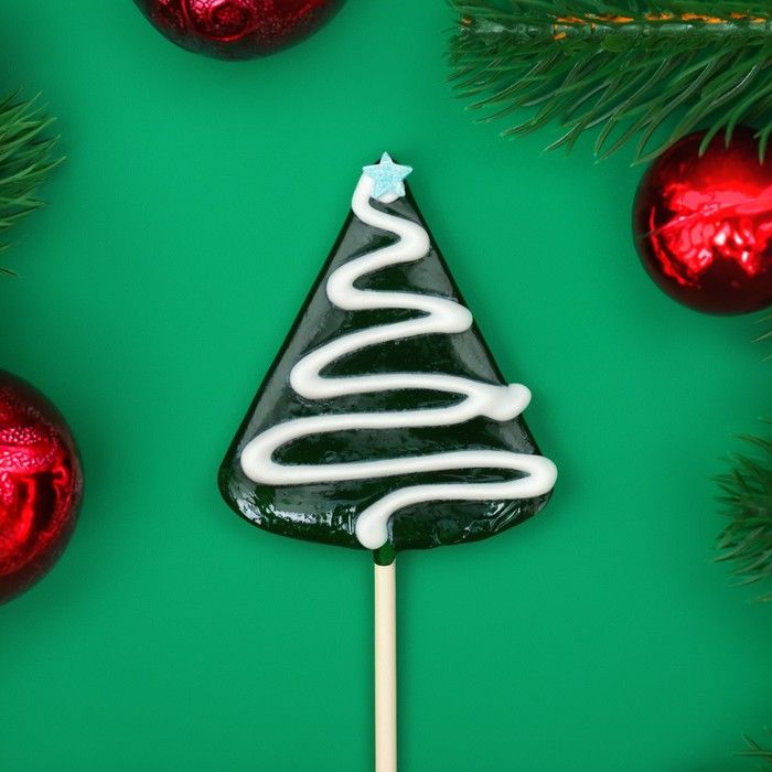 Карамель леденцовая "Ёлка с росписью" 25г./уп.21шт./со вкусом яблока