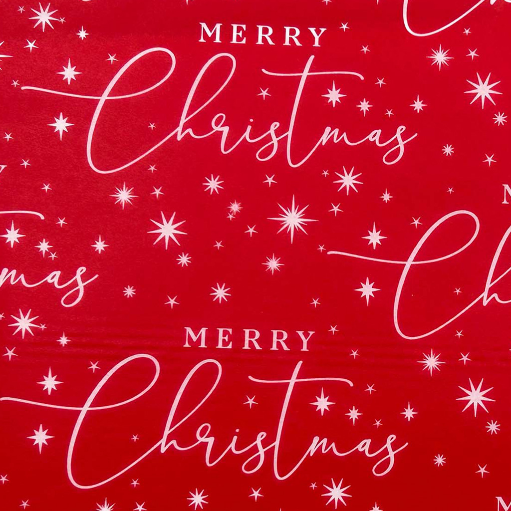Набор ErichKrause Decor 4 листа упаковочной бумаги тишью Merry Christmas Red 50х70см