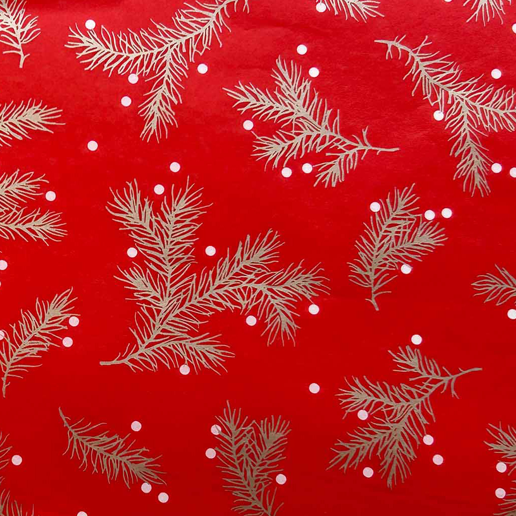 Набор ErichKrause Decor 4 листа упаковочной бумаги тишью Еловые ветки 50х70см