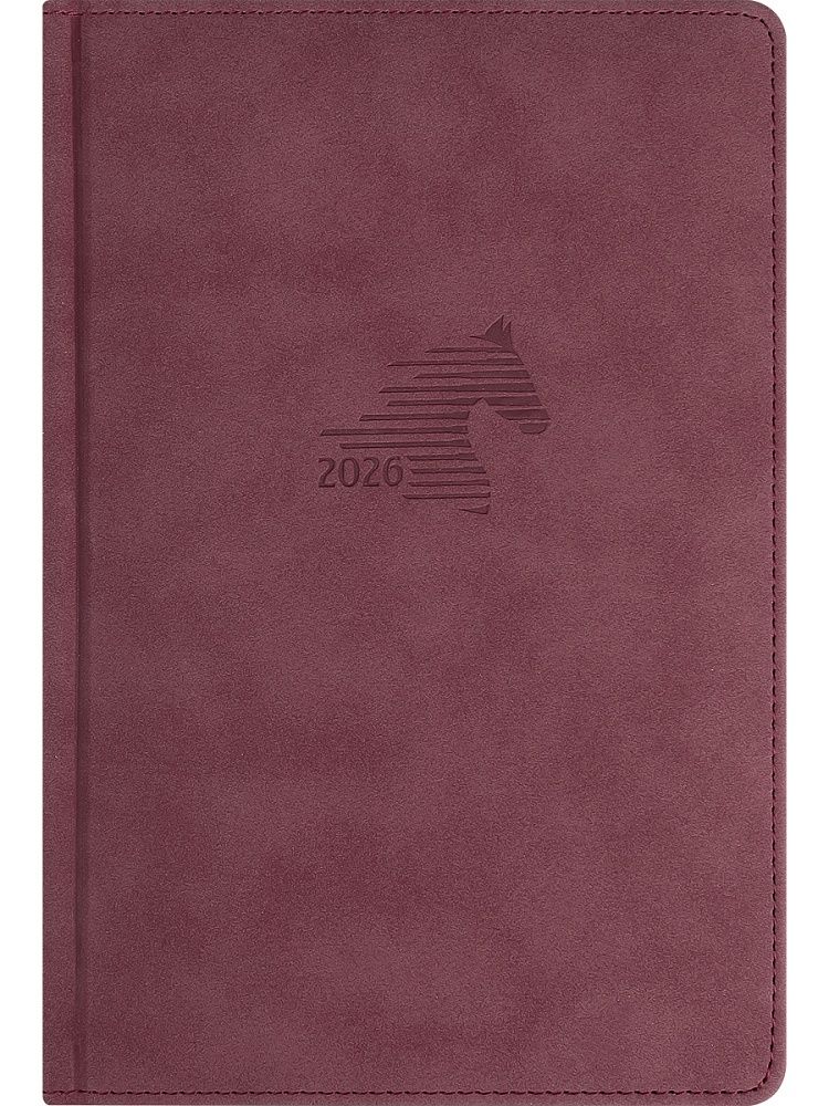Ежедневник дат. 2026г. А5 168л. кожзам, тв.обл. "Год лошади. Бордо" ляссе