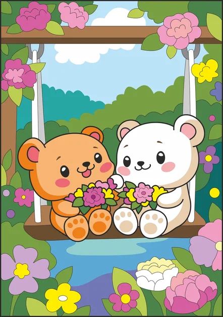 Картина по номерам на картоне 20*30см "Цветочные качели"