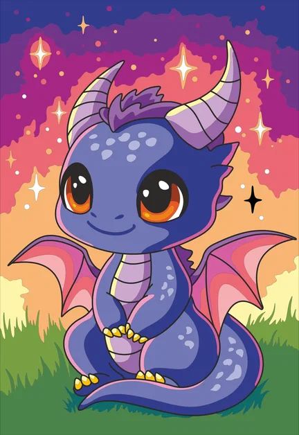 Картина по номерам на холсте 20*30см Дракончик"