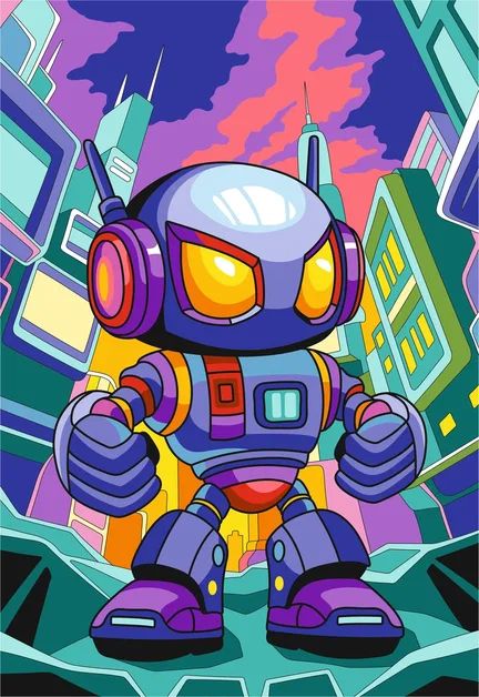 Картина по номерам на холсте 20*30см "Нео-робот"