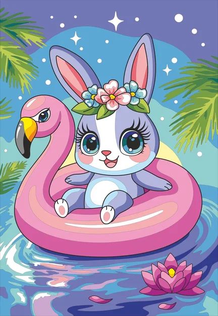 Картина по номерам на холсте 20*30см "Зайчик на отдыхе"