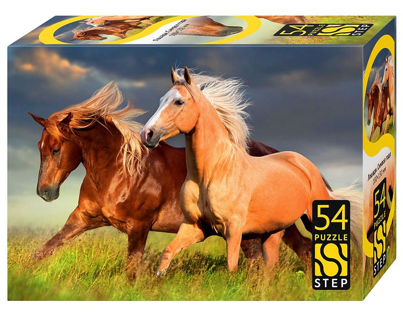 Пазлы   54 элемента  180*130мм. "Лошади"