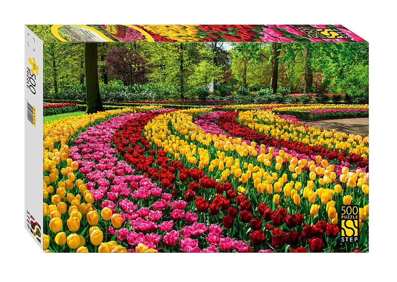 Пазлы  500 элементов  500*345мм.  "Парк тюльпанов, Нидерланды"