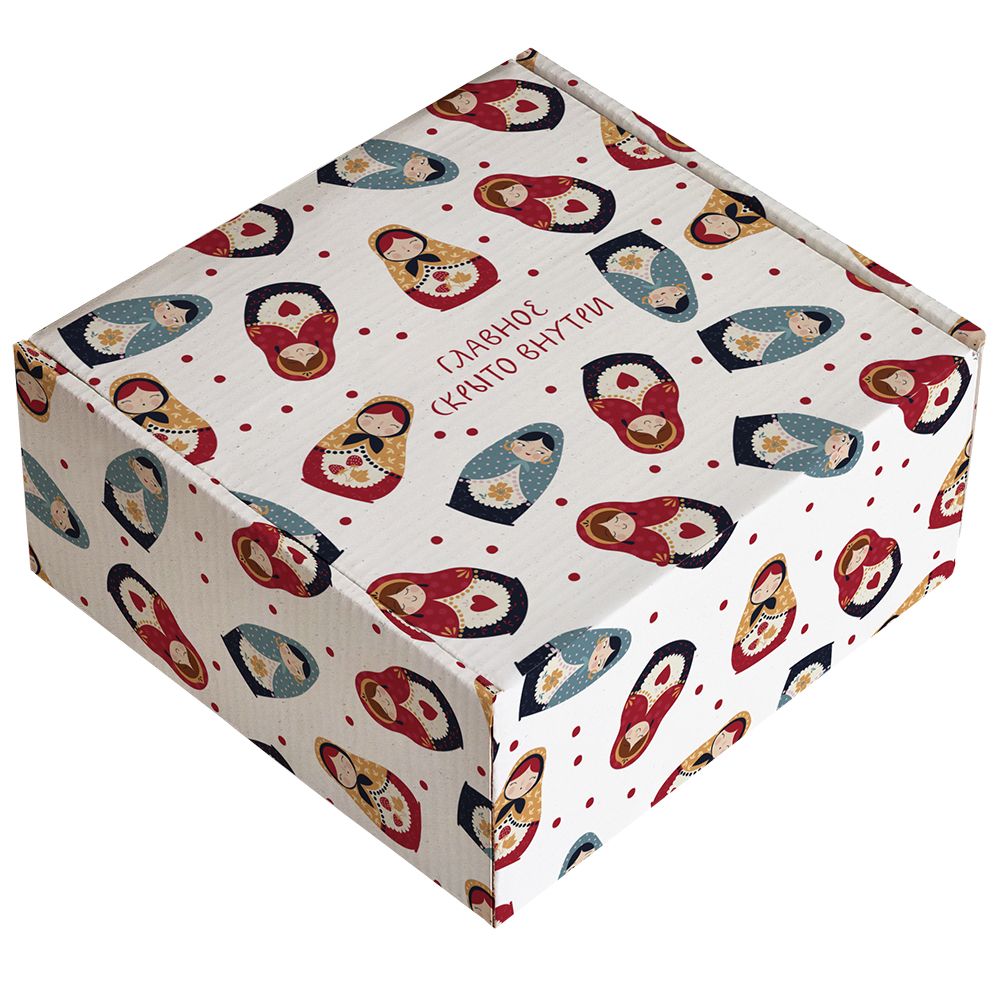 Подарочная коробка 20*20*10 см "Folk. Матрешки" требуется сборка