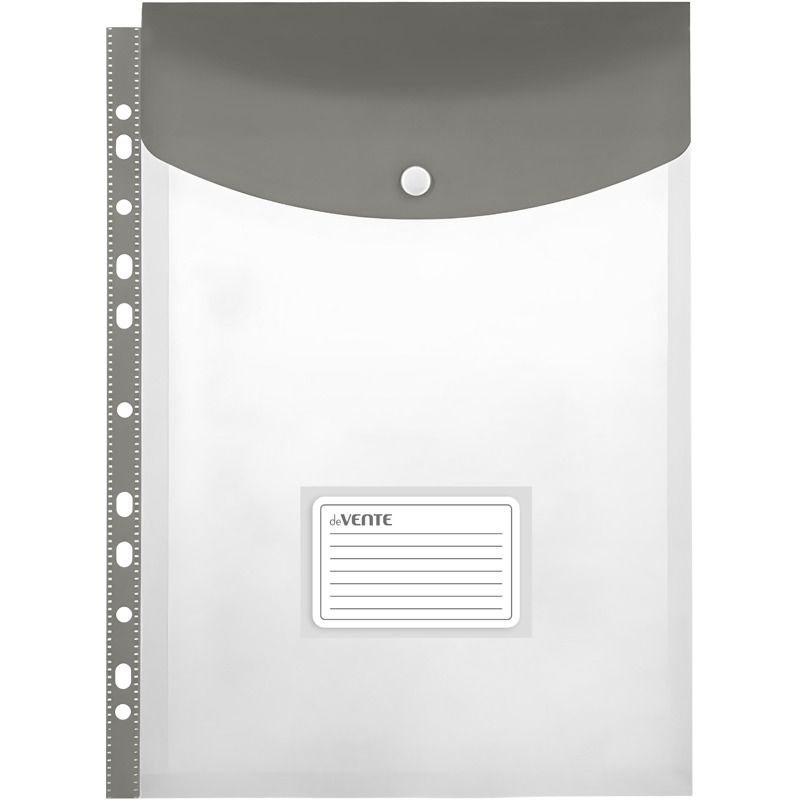 Файл с перфорацией A4 (235x320 мм), 140 мкм, 11 отв., ПВХ с клапаном, карман, вертикальная