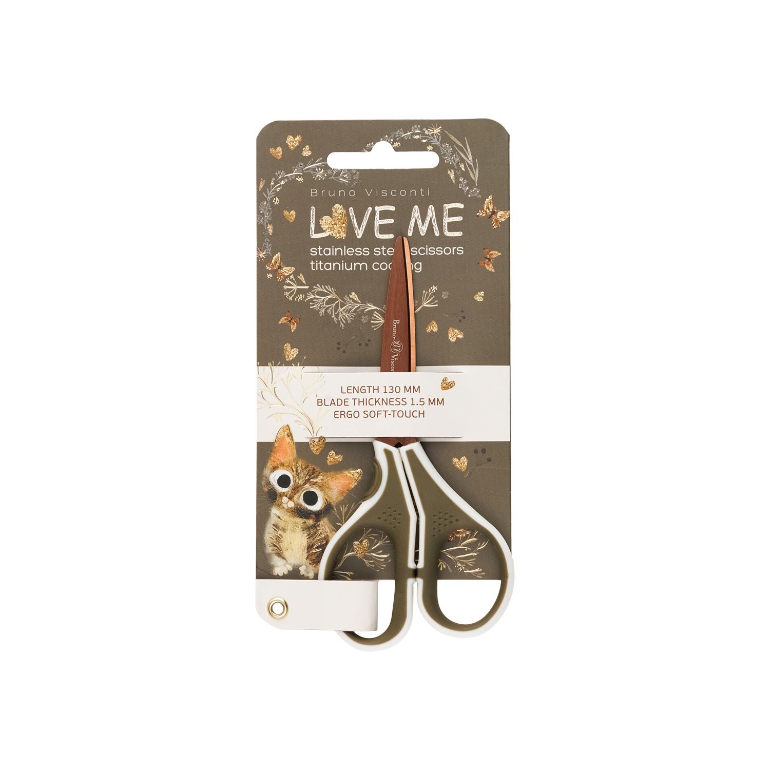 Ножницы детские BV 13см "Love me. Милый котик" эргономичные ручки