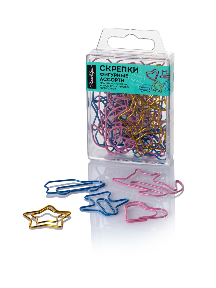 Скрепки 28-45мм -  25шт. фигурные, ассорти, пласт.уп.