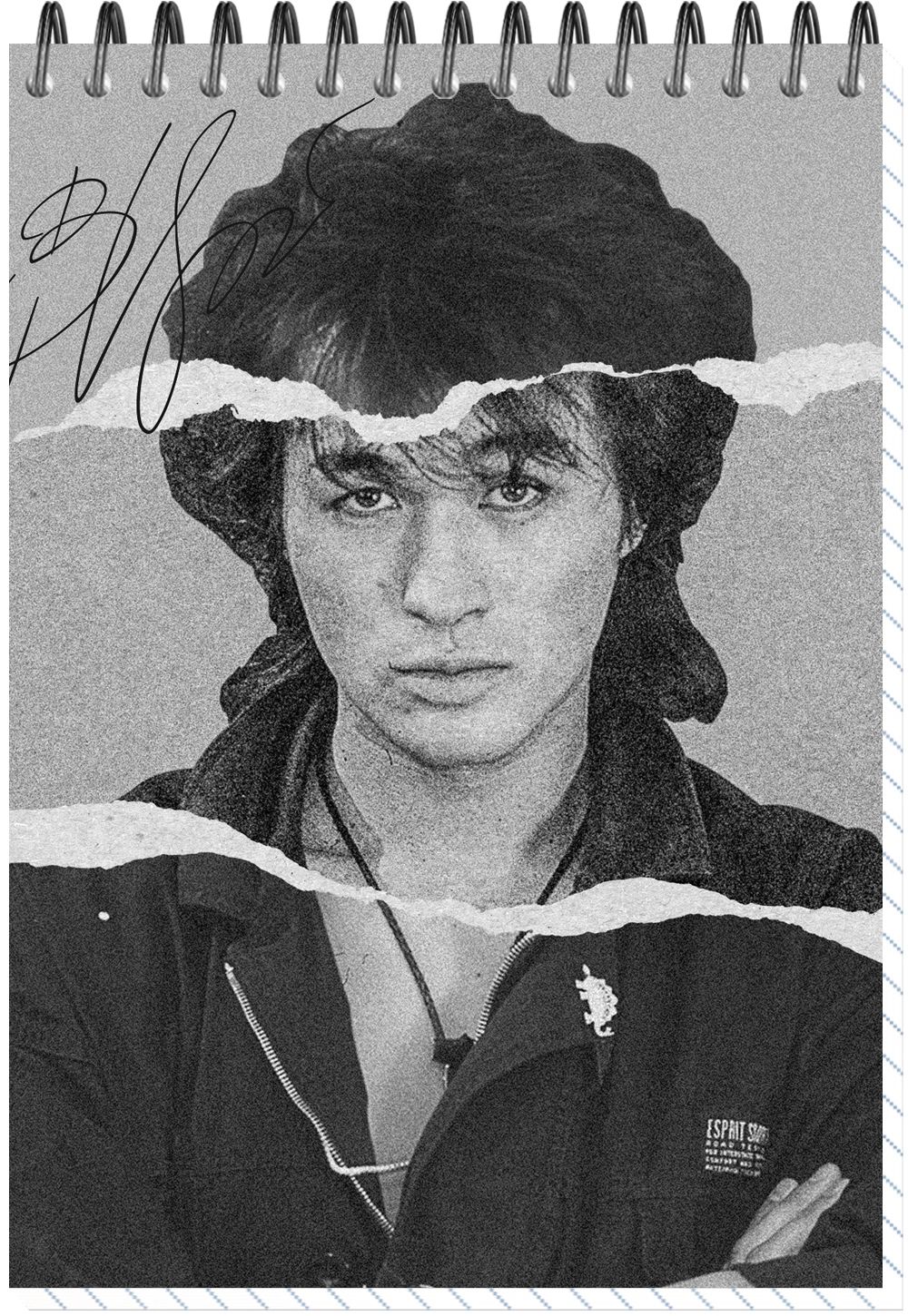 Блокнот А6  60л гребень "Цой. Кино №11" клетка, софт-тач