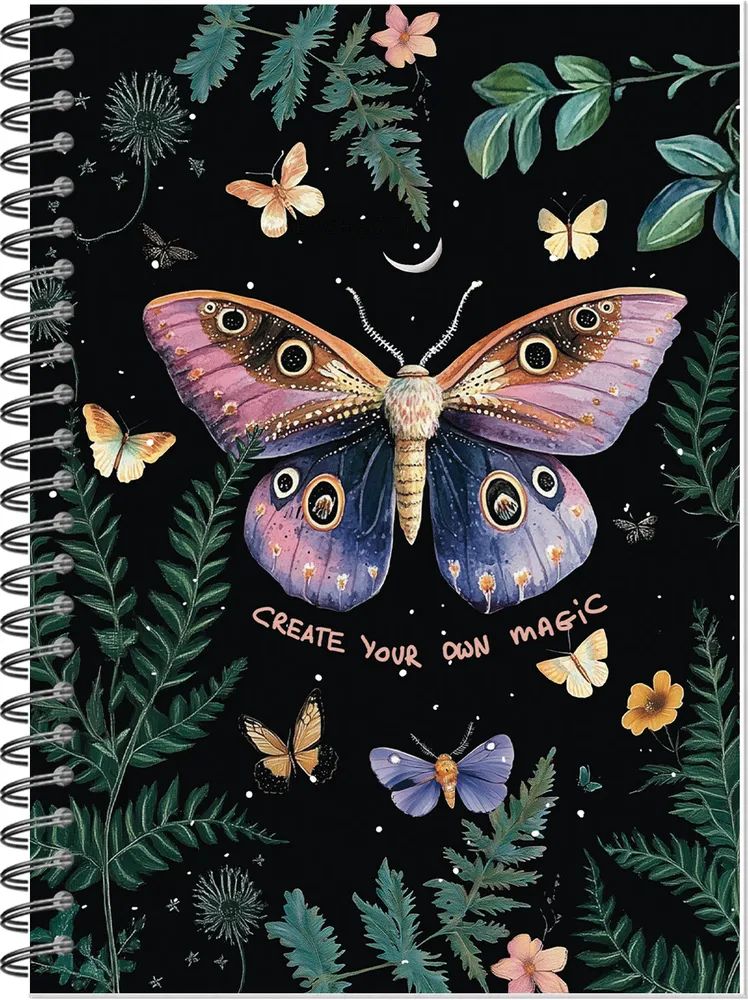 Скетчбук А5  60л., гребень, 100гр/м2 "Волшебный лес. Ночные мотыльки" тв.обл.
