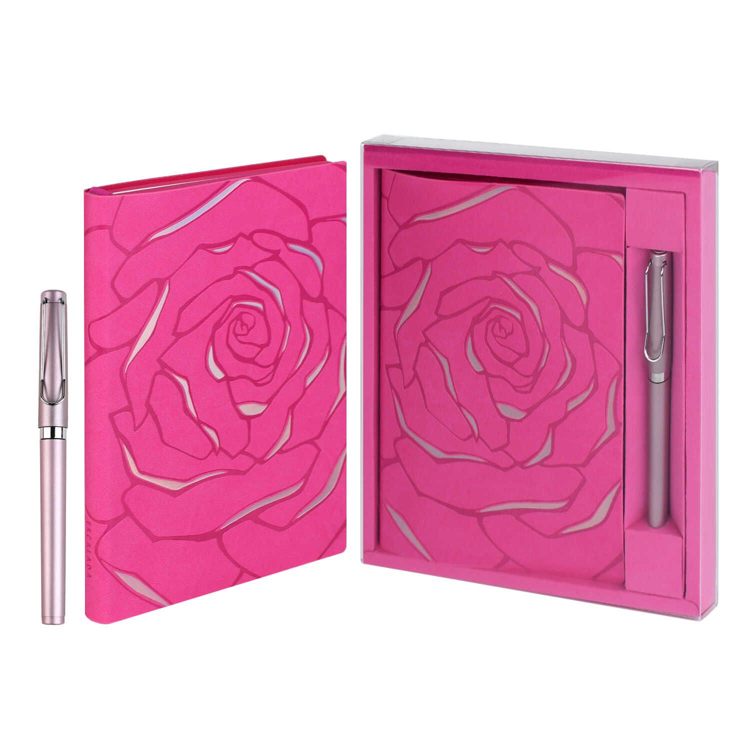 Набор Ежедневник недат. А5 кожзам., мягк.пер., 120л. + ручка "Виннер розовый" ляссе