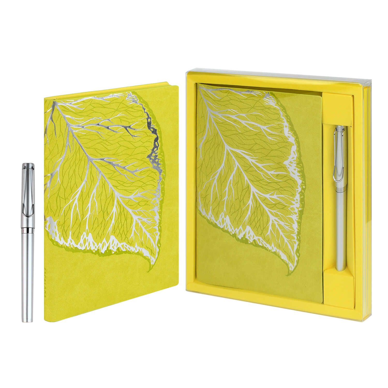 Набор Ежедневник недат. А5 кожзам., мягк.пер., 120л. + ручка "Виннер лаймовый" ляссе