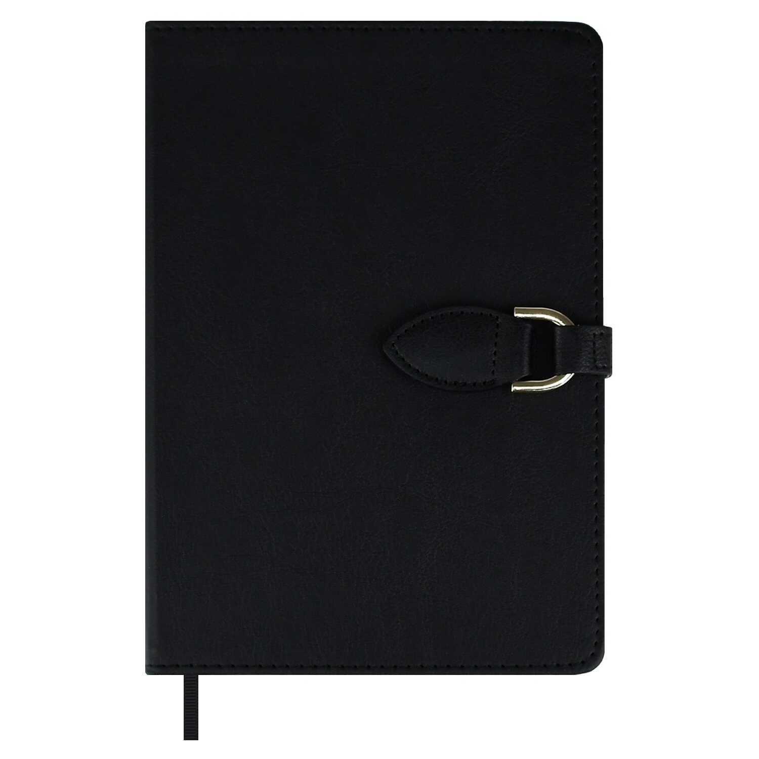 Ежедневник недат. А5 120л. кожзам, тв.пер. "Буйвол черный" клапан, ляссе