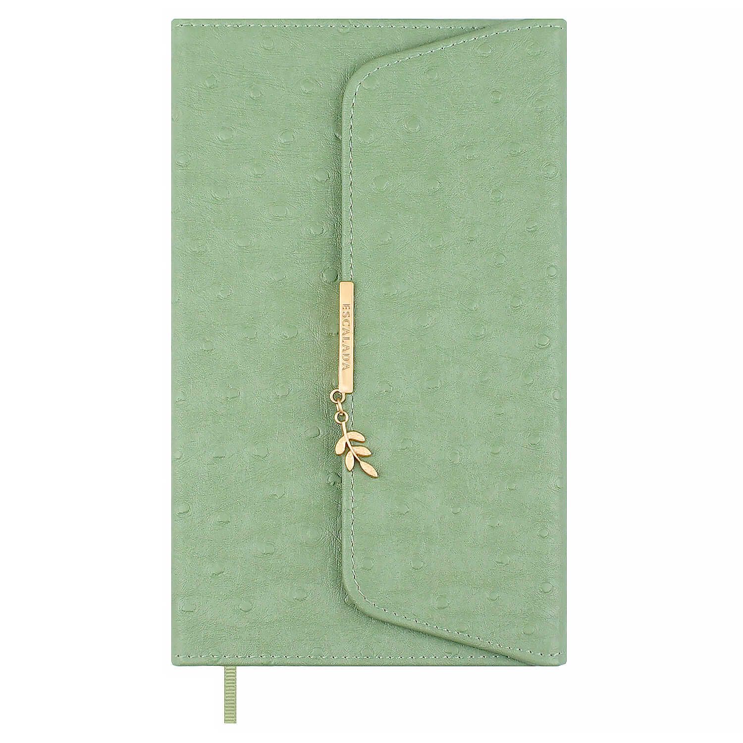 Ежедневник недат. А5 160л. кожзам, тв.пер. "Страус оливковый" клапан, ляссе