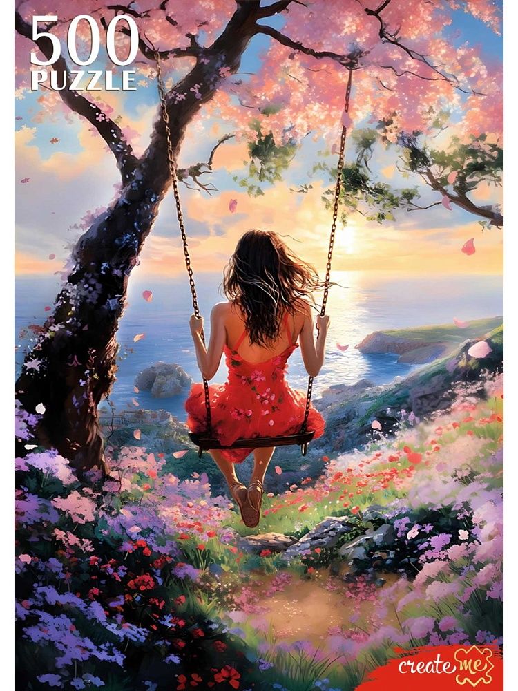 Пазлы  500 элементов  480*330мм. "Девушка на качелях"