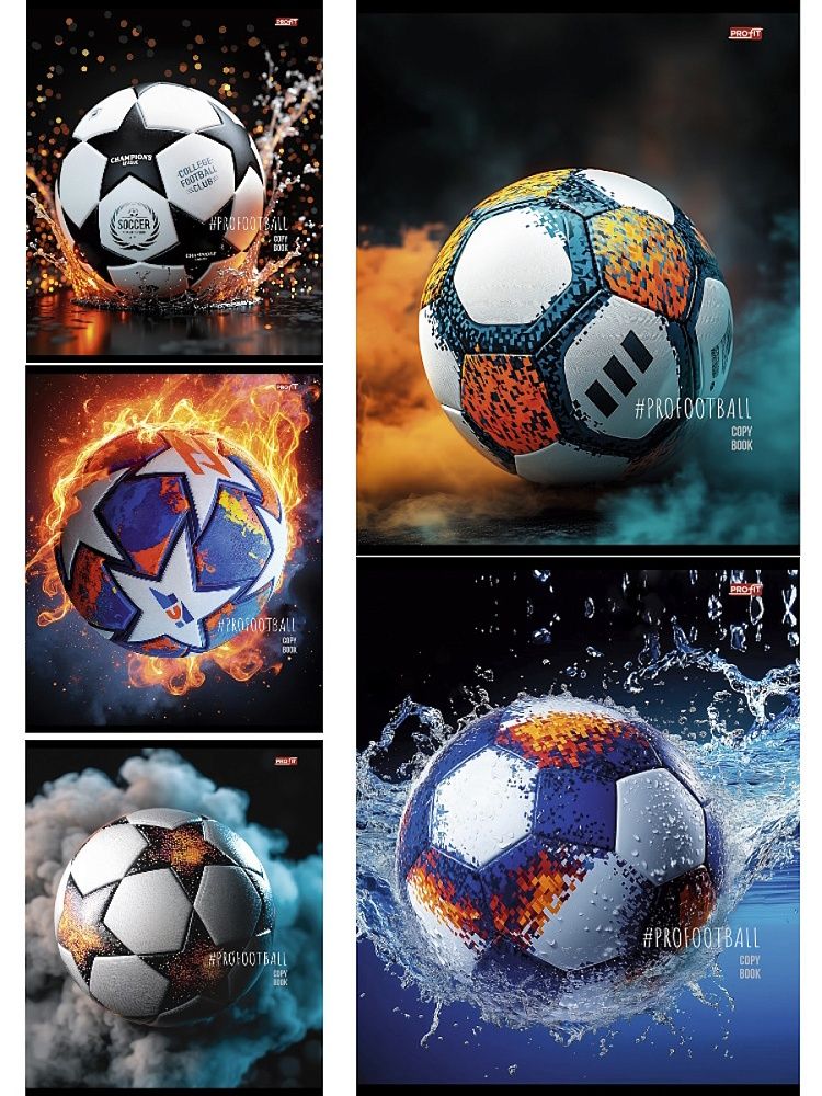 Тетрадь А5 48л кл. Проф-Пресс "Разные футбольные мячи - 13" обл.мел.бум.