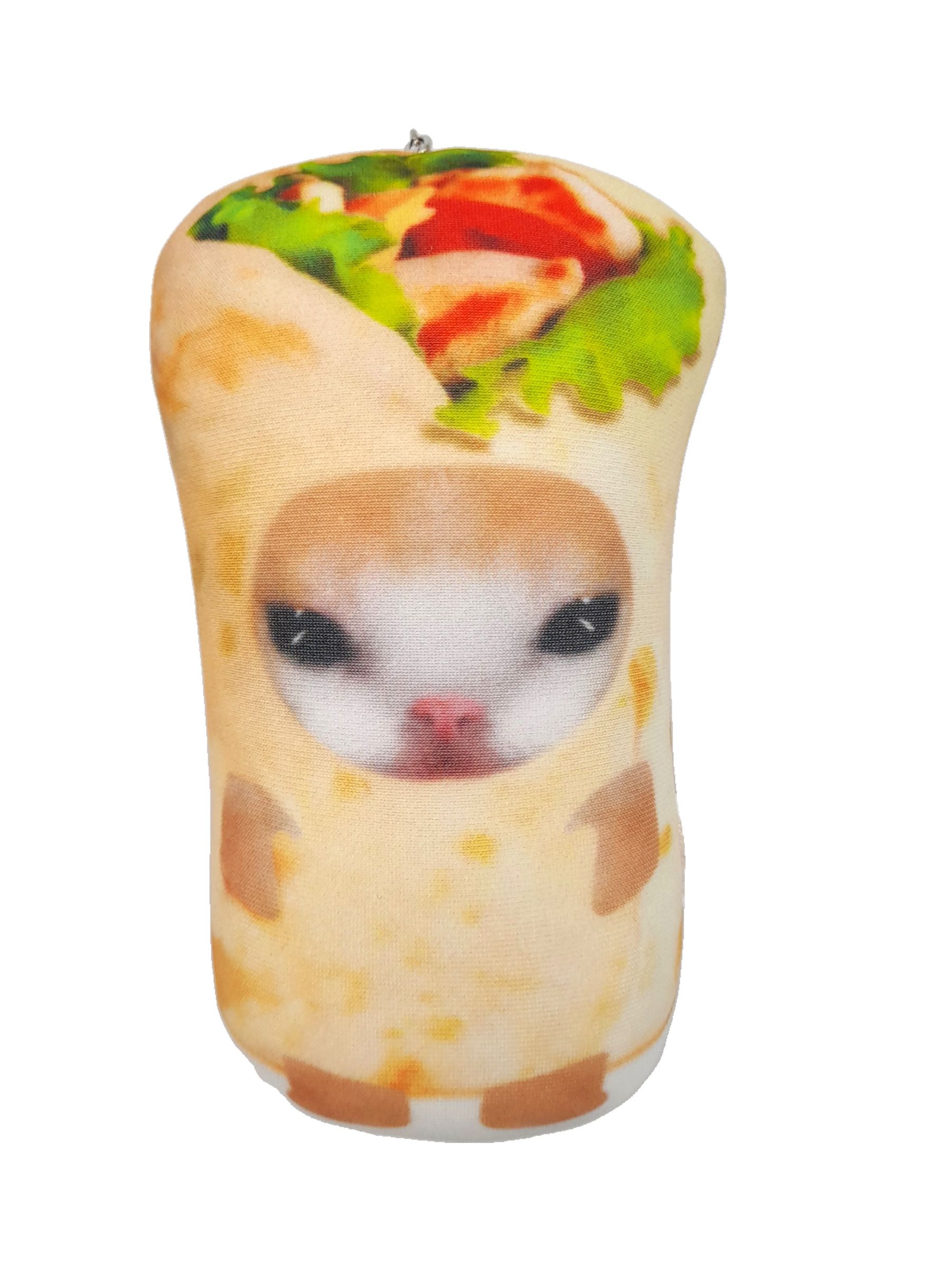 Мягкая игрушка брелок 15см "Шаурма кот"