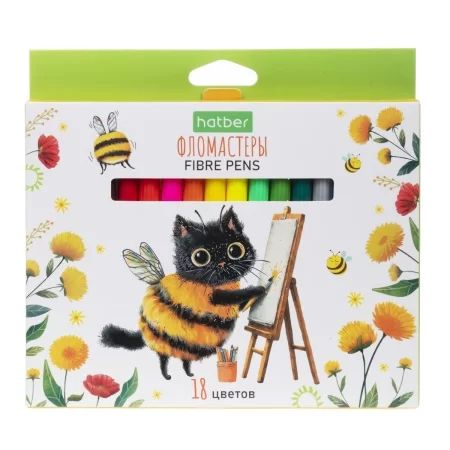 Фломастеры  18цв "Hatber. ЖЖ-Мяу" вентилир.колпачок