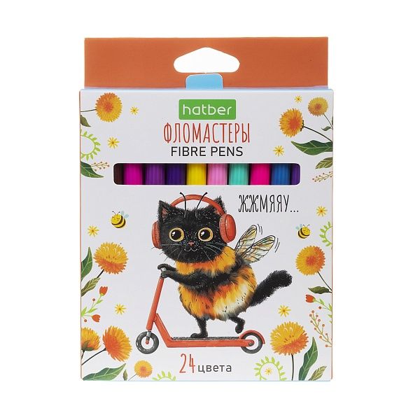 Фломастеры  24цв "Hatber. ЖЖ-Мяу" вентилир.колпачок