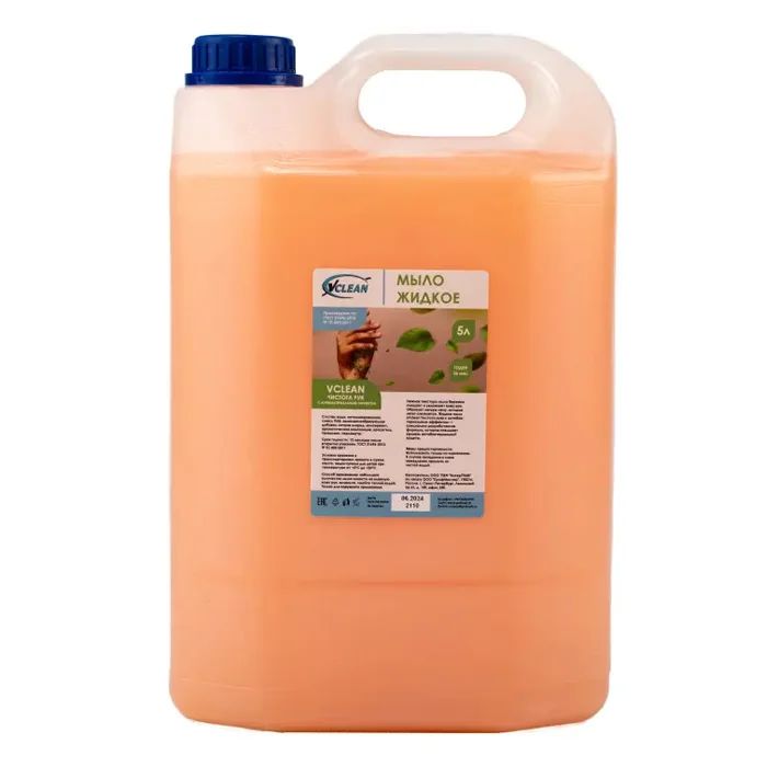 Мыло жидкое VCLEAN 5 л крем-мыло с антибактер.эффектом Чистота рук, тв. канистра
