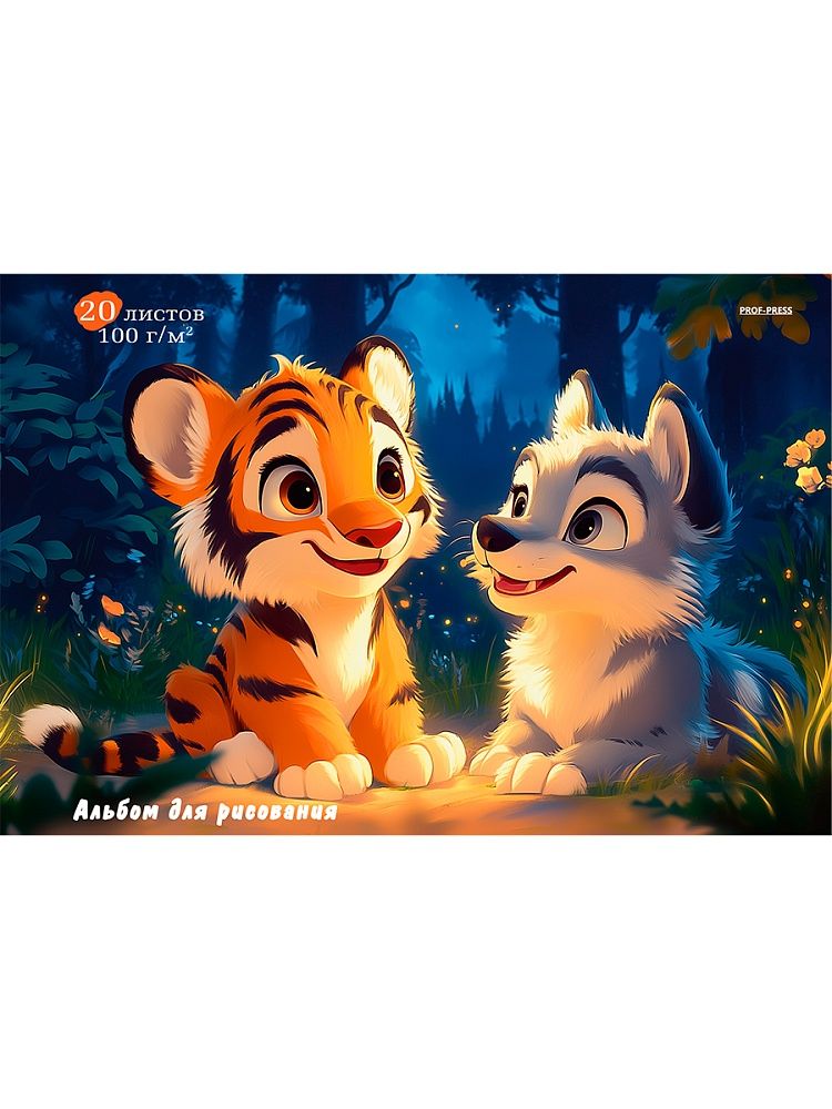 Альбом А4 20л скоба "Зверята в джунглях" лен, пл. 100гр/м