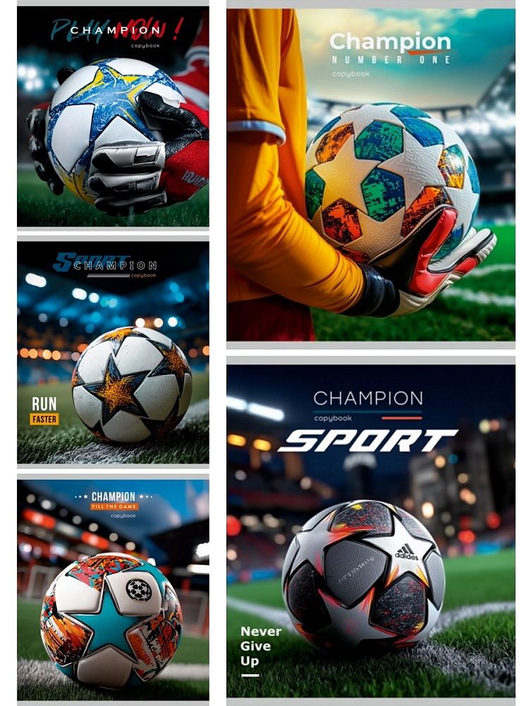 Тетрадь А5 48л кл. Проф-Пресс "Чемпионский мяч" 5диз.в блоке