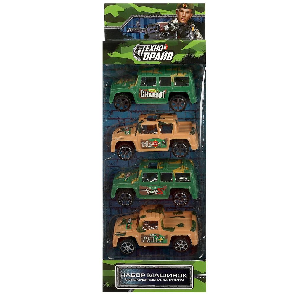 Набор машинок пласт. 4шт, 8см "Военные"